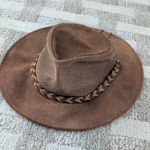 Stylish Brown Men's Suede Hat with Mesh Detail